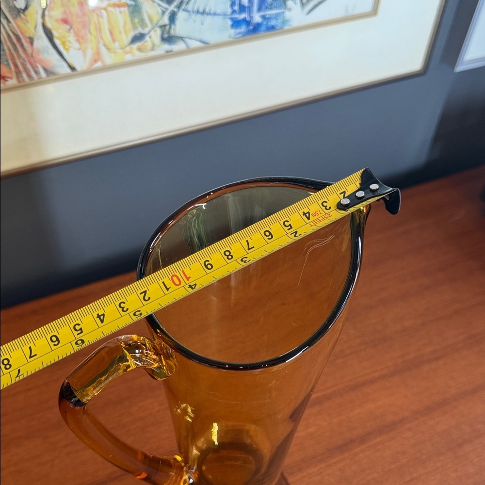 Mid Century Modern Cocktail Pitcher Handblown Amber Glass Amber - Picture 6 of 6